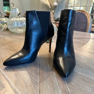 SCHUTZ Sanara Bootie Black Leather Heel Boots